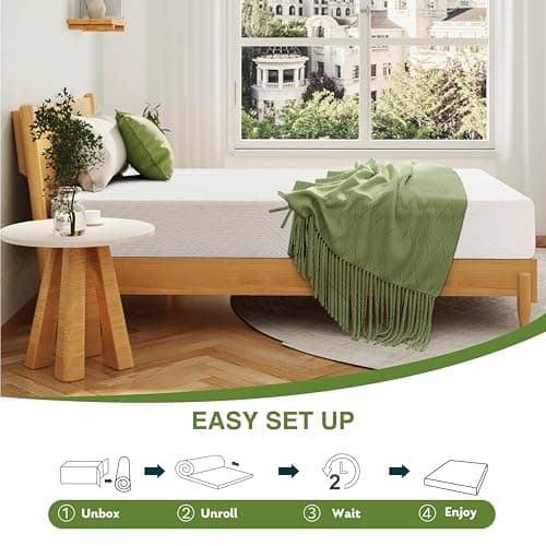 EGOHOME Full Size Memory Foam Mattress, 8 Inch Bed Mattress in A Box with Cooling Green Tea Gel, Pressure Relief with Medium Firm Support, CertiPUR-US Certified, 75''L x 54''W, ‎37.3 pounds White 7