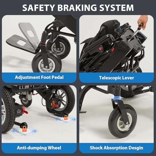 36+ Miles Automatic Folding Electric Wheelchair for Adults and Seniors,36Ah Foldable Motorized Wheelchair with 600W Motors, Lightweight Power Wheelchair for Travel and Daily Use (2025 New 5