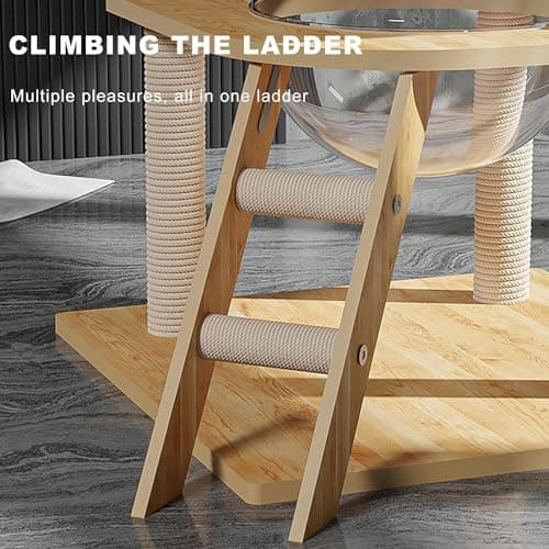 DLPIN Modern Wood Cat Tree,Tall Cat Tower,Multi-Level Cat Condo Furniture Sisal Scratching Posts and Washable Cushions for Indoor Cats Climbing Tower Activity 5