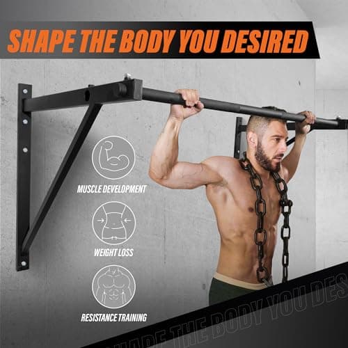 Yes4All Heavy Duty Wall Mounted Pull Up Bar – Multi-Grip Pull Ups / Pull Up Bar Ceiling Mount / Joist Mount for Home Gym 5
