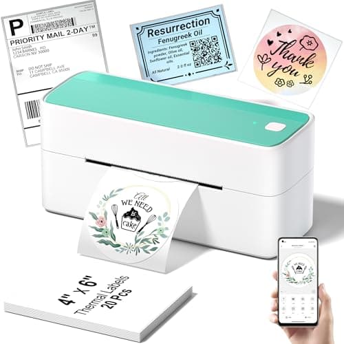 Phomemo Bluetooth Thermal Shipping Label Printer, 241BT Wireless Thermal Label Printer for Shipping Packages, Inkless Thermal Shipping Label Printer, Compatible with iPhone, Android, Green