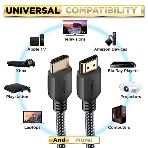 PowerBear 4K HDMI Cable 10 ft | High Speed Hdmi Cables, Braided Nylon & Gold Connectors, 4K @ 60Hz, Ultra HD, 2K, 1080P, ARC & CL3 Rated | for Laptop, Monitor, PS5, PS4, Xbox One, Fire TV, & More 5