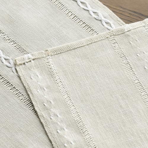 Artoid Mode Beige Rustic Cotton Linen Table Runner, Seasonal Embroidered Hollow Kitchen Dining Table Decoration for Home Party Decor 13x72 Inch 6