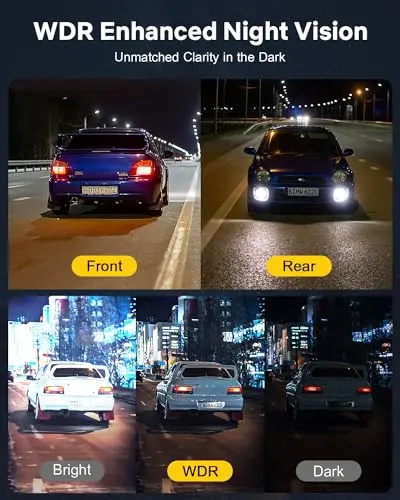 GKU Dash Cam Front and Rear, 3.18'' Touchscreen, 4K+1080P Dashcam, Built-in GPS, 5.8GHz WiFi Dash Camera for Cars with 24H Parking Monitor, Night Vision, WDR, Supports 512GB Max 7