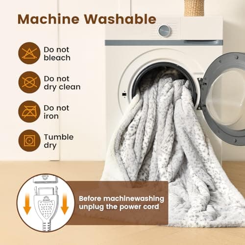 Bearhug Electric Heated Throw Blanket 50" x 60", Reversible Faux Fur & Sherpa, 6 Heating Levels & 4H Auto Off, Over-Heat Protect, ETL Certification, Machine Washable 7