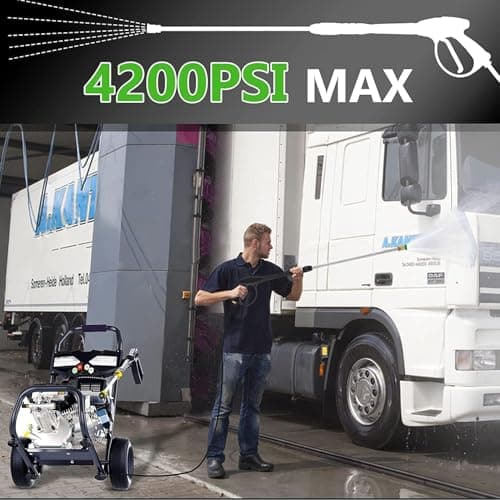 4200PSI Gas Pressure Washer, 2.8GPM Commercial Power Washer Gas Powered, 212cc 7.0 HP Engine,Includes 0.7L Soap Tank,5 QC Nozzles,25’ Hose,Car Wash Machine/Car/Driveway, EPA/CARB/ETLCompliant (Black) 6