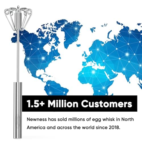 Newness Whizzy Whisk, Stainless Steel Semi Automatic Blender for Home -Versatile Tool for Egg Beater, Milk Frother, Hand Push Whisk - Kitchen Utensil for Blending, Whisking, Beating & Stirring 6