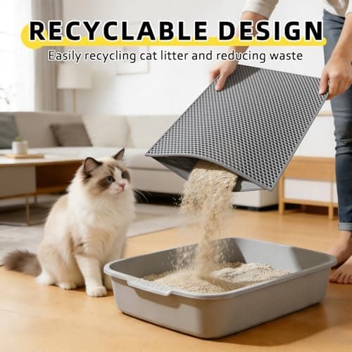 Kaxionage Cat Litter Mat, 15"X24" Small Double Layer Litter Trapping Mat, Waterproof/Urineproof, Easy to Clean Kitty Litter Mats for Floor, Scatter Control (Grey-1Pack) 5