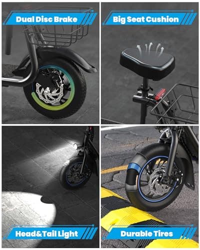 Gyroshoes Electric Scooter with Seat for Adults, 550W Powerful Motor 20miles Distance Max 18.6MPH Speed Spacious Storage Space LED Display, C1S 6