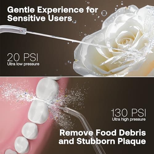 Bitvae C6 Water Dental Flosser for Teeth, Cordless Flosser for Travel with 6 Jet Tips, 3 Modes 5 intensities, IPX7 Waterproof Portable & Rechargeable Oral Irrigator Cleaner, Black 5