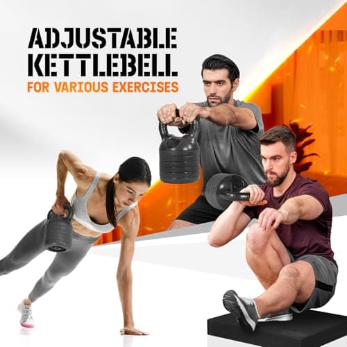 Yes4All Adjustable Kettlebell Set, 20–40 LB Weight Set, Solid Cast Iron Handle with Spacer Disks & Secure Lock, Space-Saving Kettlebell for Home Gym Strength Training, Black 7