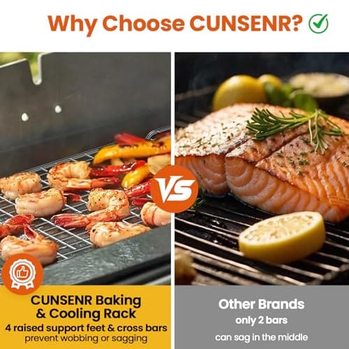 CUNSENR Cooling Rack for Baking and Cooking - 10" x 14.75" Stainless Steel Wire Rack - Heavy Duty Cooling Rack for Oven- Perfect for Jelly Roll Sheet & Cookie Pan, Roasting, Dishwasher Safe - 2 Pack 6