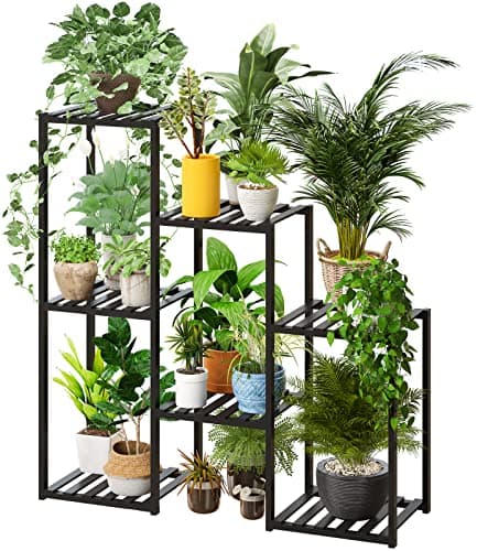 viewcare Plant Stand Indoor Plants Multiple Plant Stands Wood Outdoor Tiered Plant Shelf for Multiple Plants, 7 Potted Ladder Plant Holder Table Plant Pot Stand for Window Garden Balcony Living Room