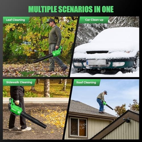 Leaf Blower Cordless - 580CFM/160MPH Electric Leaf Blower with 2 X 4.0Ah Battery and Charger, 3 Speed Modes, Blowers for Lawn Care, Yard, Garage Cleaning 6