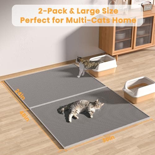 Pieviev 2 Packs Cat Litter Mat Double Layer Waterproof Urine Proof Trapping Mat (30''X24'', Gray) 6