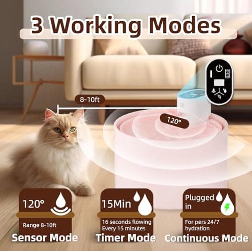 Jzla pro Ceramic Cat Water Fountain,2.3lL/78oz Cat Water Fountain Cordless, Automatic pet Water Fountain with Ultra-Quiet Pump and 4 Filter for Cats, Dogs, Multiple Pets 8