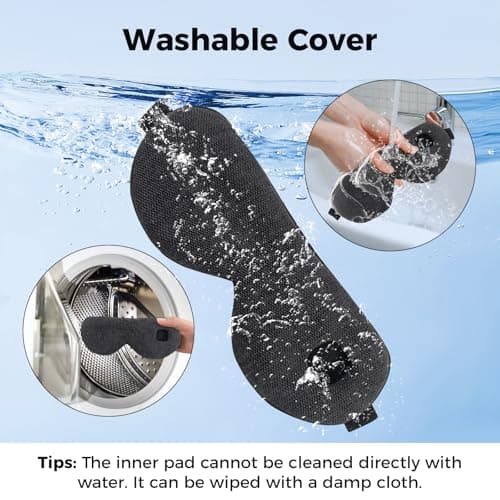 Telepepe Heated Eye Mask for Dry Eyes, Cordless Warm Eye Compress, 4 Heat Levels, 4-Level Timing, 1000mAh Rechargeable, Blepharitis, Styes, Washable Cover, Travel, Gifts for Family(Black) 7