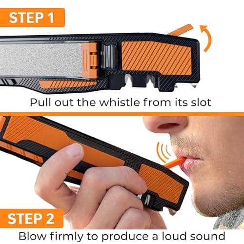 Orange Ninja Pocket Field Knife Sharpener – 8-in-1 Camping & Hunting EDC Knife Sharpener with Guided Diamond Whetstones, Leather Strop, Fire Starter & Diamond Rod 8