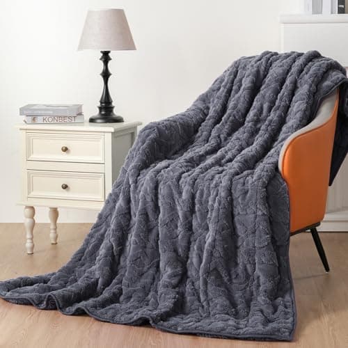 Uttermara Weighted Blanket for Adults Queen Size 15lbs 60x80 inches, Dual Sided Soft Jacquard Sherpa Weighted Blankets, Thick Heavy Blanket for Sleeping and Calming, Dark Grey 9