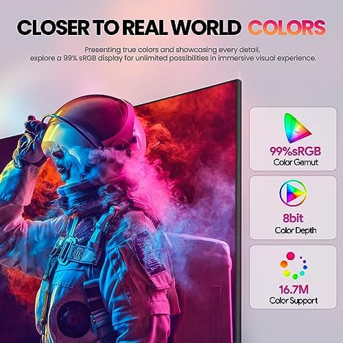 CRUA 24 Inch White Monitor, FHD(1920×1080p) 75Hz 99% sRGB Computer Monitor, LED Filter Blue Light 178° Wide Viewing Angle Curved Monitor for Home, Office and Dormitory(HDMI, VGA)-White 3