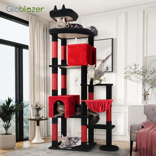 Globlazer Gothic Giant Cat Tree, 83 inch Goth Cat Tree for Indoor Cats Large Adult, XXL Cat Tower with 9 Scratching Posts for 20lb+ Heavy Duty Large Adult Cats, F83, Blood-Goth 8