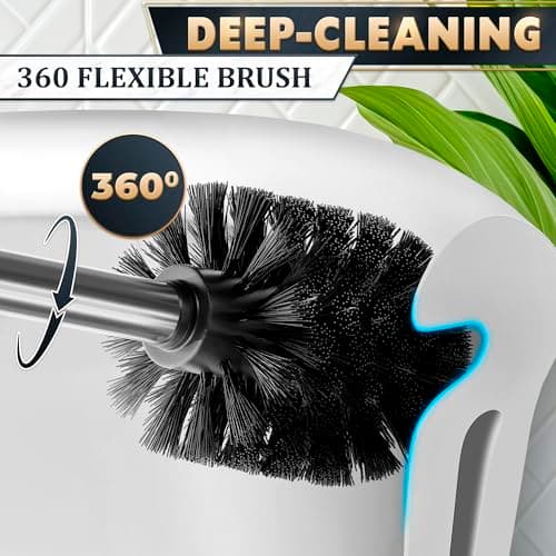 Silver Toilet Brush and Holder Set Stainless Steel – Square Design Toilet Bowl Brush and Holder, Rust, Corrosion & Scratch Resistant with Splash Protection, for Efficient Cleaning and Neat Storage 7