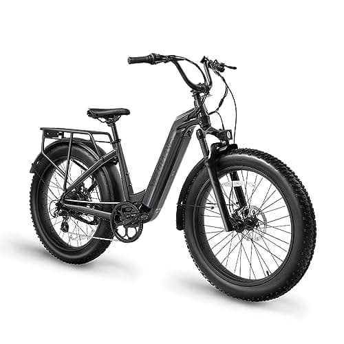 VELOWAVE Electric Bike 26" Fat Tire Ebike Electric Bike for Adults with Peak 1200W Brushless Motor 47.79V 14.4AH Removable LG Cell Battery Step-Thru E Bike Shimano 7-Speed 4