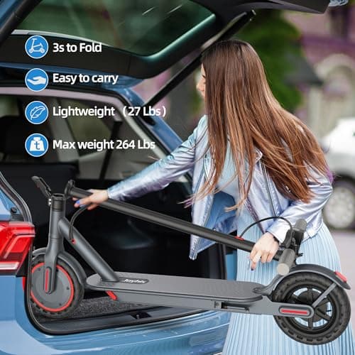 350W Electric Scooter for Adults, Foldable E Scooter with App Control, 19MPH Top Speed, 21 Miles Range, 8.5" Solid Tires, Dual Brakes (Drum + EBS), Phone Holder, 265 lbs Load 5