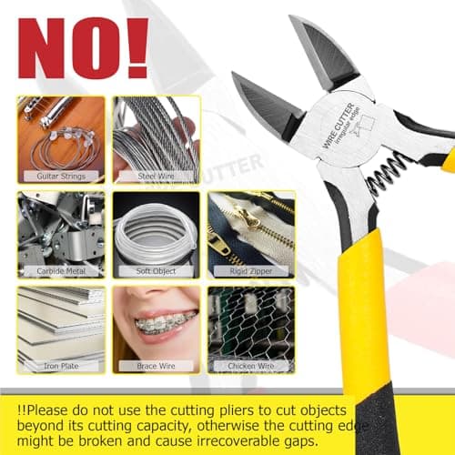 P.I.T. Wire Cutters, 4.5 Inch Ultra Sharp Flush Side Cutters Heavy Duty Flush Cut Pliers for Electronics, Jewelry Making, Crafting, Plastic Gunpla Model Building, Precision Cutting Needs,Yellow 8
