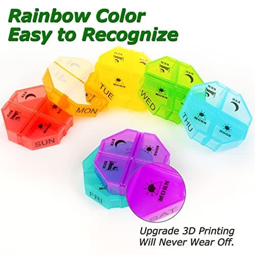 Weekly Pill Organizer 4 Times a Day, Large Pill Box 7 Day Daily Pill Case with 28 Extra Large Compartments Portable Travel Pill Container Big Medicine Organizer for Supplement Vitamin (White) 6