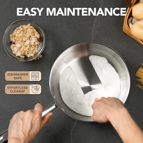 MICHELANGELO Stainless Steel Pot Set 6 Pcs with Triply Base, Stainless Steel Saucepans with Lids, Induction Saucepan Set with Stay-cool Handle - 1QT & 2QT & 3QT 6