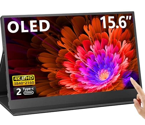 OLED Touch Portable Monitor, 15.6" 4K 60Hz IPS Laptop Monitor, Second Screen Dual USB C HDMI Computer Gaming Display with Speakers & Smart Cover, Travel Display for PC Phone PS4/5 Xbox Switch