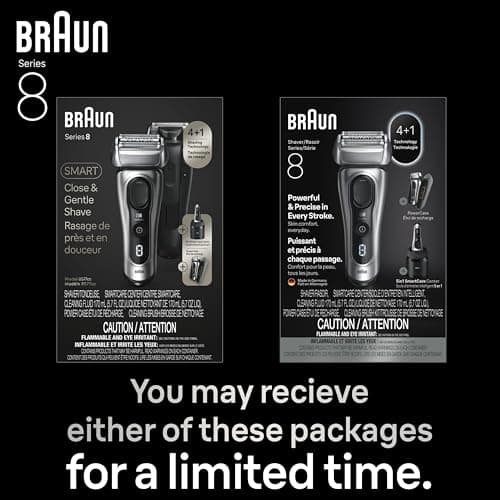 Braun Series 8 Electric Shaver, Shaving Kit with 4+1 Shaving Elements, Precision Long Hair Trimmer, SmartCare Center, PowerCase 9