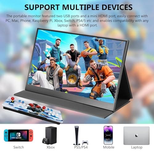ARWOEIS 14 inch Portable Monitor FHD 1920 * 1200P, IPS USB-C HDMI, External Portable Laptop for Monitor, PC,Mac Phone,Xbox,Swich,PS,w/Premium Smart Cover 7
