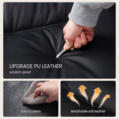 IWMH Office Chair for Home, 400lbs Heavy Duty Big and Tall Executive Desk Chair with Ergonomic Lumbar Support, PU Leather Adjustable Height Computer Chairs for Women (Black) 8