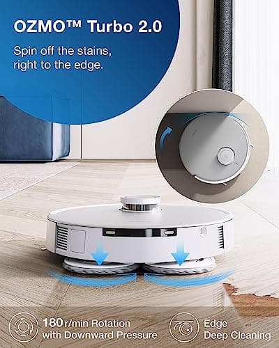 ECOVACS DEEBOT T20 Omni Robot Vacuum and Mop, Hot Water Mop Washing, Self-Emptying, Hot Air Drying, 6000Pa Suction, OZMO Turbo Spinning Mop with Auto Mop Lift, Obstacle Avoidance, YIKO Voice Assistant 5