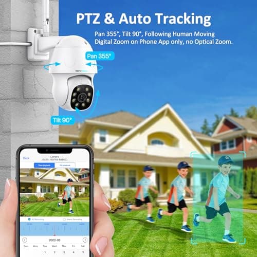 SV3C 5MP PTZ IP Camera Outdoor, Pan Tilt Security Cameras with Dual Band 2.4G 5G WiFi, Auto Tracking, Floodlight Color Night Vision, Human Detect, Onvif, RTSP Browser View, 2-way Audio, SD Card Record 6