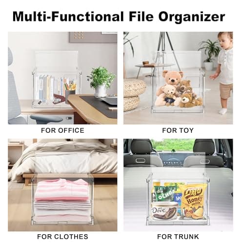 UMAIL File Box,Hanging File Organizer,Portable Storage Bins with Lids,Letter-size File Holder File Cabinet for Office/Home/Decor No Folders(1pack 7