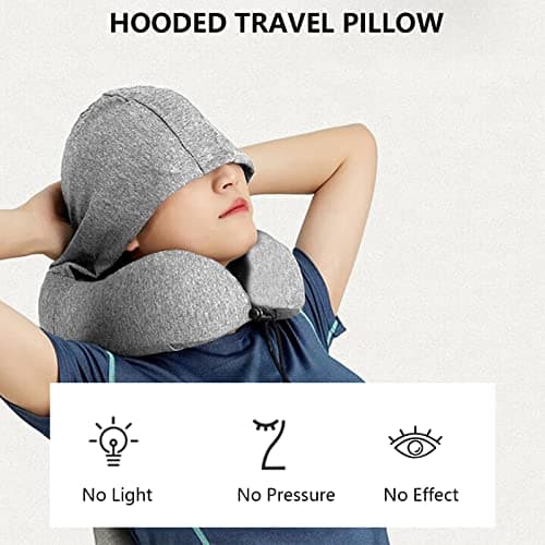 YIRFEIKRER Travel Pillow, Hooded Neck Pillow and Neck Support Pillow Made of Memory Foam, for Sleep Rest, Airplane, Car, Family and Travel Use(Grey) 6