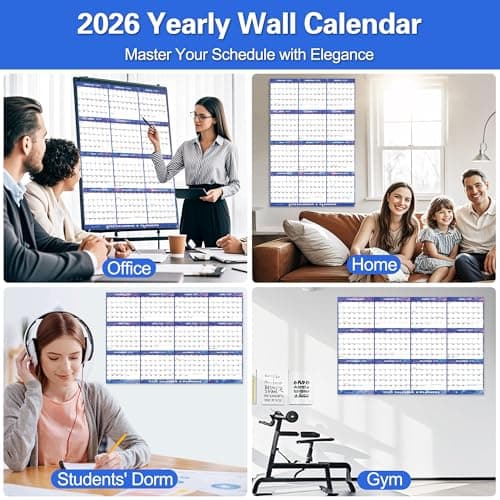 24" x 36" 2026 Wall Calendar Dry Erase - Large Starry Sky Calendar Wet & Dry Erasable Laminated 12 Month Annual Yearly Planner, Reversible, Horizontal/Vertical (2026 Wall Calendar) 7