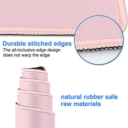 Jahosin Large Gaming Mouse Pad with Stitched Edges,[27.5x11.8In] Extended Mouse Pad with Non-Slip Natural Rubber Base for Gamer/Desktop/Office/Home (70x30 Pinkus) 5