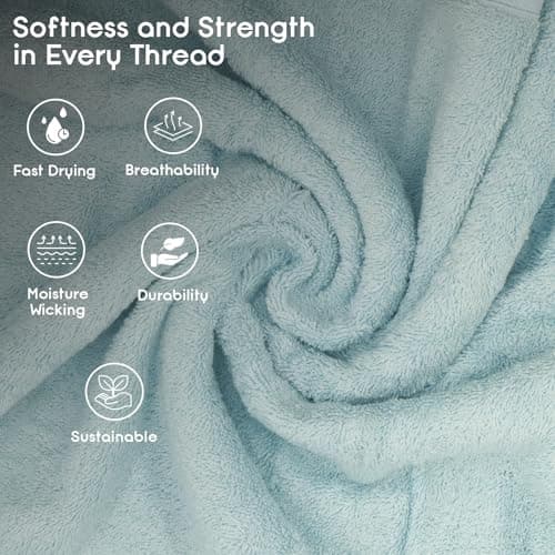 Ariv Premium Jumbo Bath Towels Pack of 2, Beach Towel, Extra-Large Bath Sheets, 100% Cotton, Super Soft, Highly Absorbent, Quick Dry, Durable, Great Value, Perfect for Home & Bathroom - Duck Egg 6