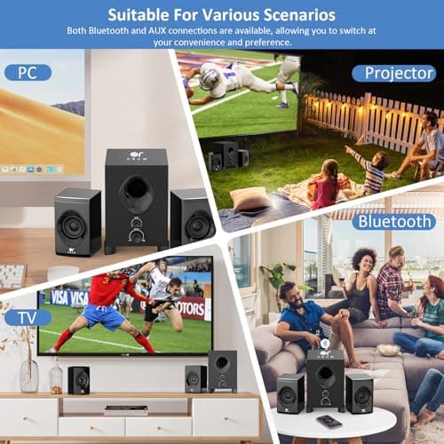 OROW Bluetooth Computer Speakers,PC Speaker with Subwoofer,Front Knob 18W Wireless PC Speakers,Support AUX&Bluetooth Play,Great for Party/Game/TV (S213) 5