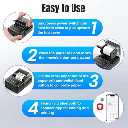 Itari 2025 Newly Upgraded Label Maker, M102 Label Maker Machine for Small Business, 2 Inch Label Printer for Address, Barcode, Price Tag, with 1 Roll Label, Black 9