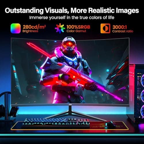 ZZA 34 Inch Monitor Curved Ultrawide,34 Inch Gaming Curved Monitor R1500 165hz Refresh Rate165Hz(DP)/144HZ (HDMI) WQHD 3440x1440,Computer Monitors 1ms, FreeSync & G-Sync,HDR10,122% sRGB,VESA 3