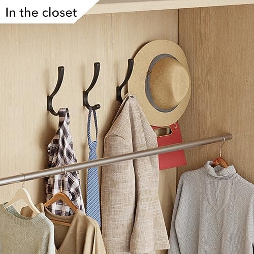 saffruff Coat Hooks Wall Mount, Hooks for Hanging Heavy Duty, Screw in Wall Hanger for Backpack, Clothes, Towels, Jacket, Black 4 Pack 7