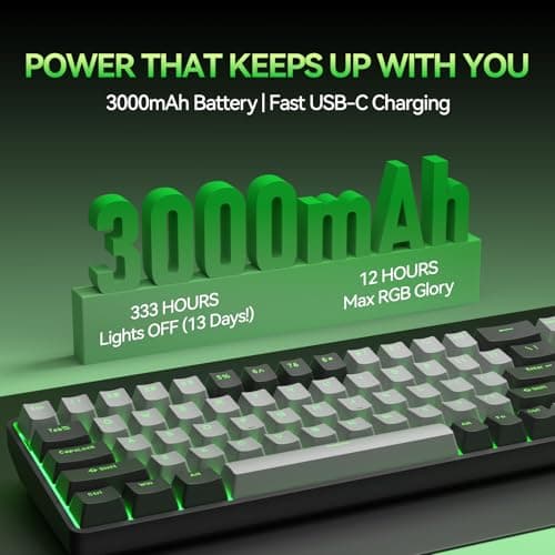 TMKB T68 60% Wireless Mechanical Gaming Keyboard, Tri-Mode BT5.0/2.4GHz/USB-C with Red Linear Switch, RGB Backlight, Anti-Ghosting, Compact 68 Keys, Wired/Wireless, Black/Gray 6