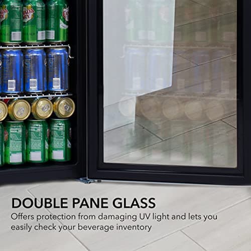 Whynter Beverage Refrigerator with Double-Layer Glass Door, 127-Can 3.1 Cu Ft Freestanding Drink Mini Fridge, BR-130SB, Stainless Steel 6