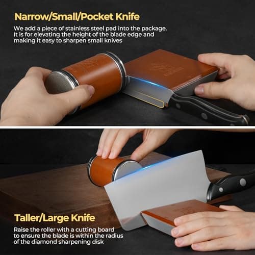 Narcissus Rolling Knife Sharpener, Diamond Roller Knife Sharpener Kit with 4 Strong Magnetic Angle 12/15/18/20 Degrees, Rolling Knife Sharpener Tool for Kitchen Knives, Easy Knife Sharpening System 5