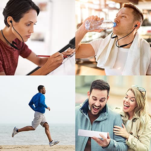 LiberIntone Neckband Bluetooth Earphones,Wireless Bluetooth 5.1 Neckband Headphones with Microphone,Ultra-Lightweight Comfort,IPX5 Waterproof,Deep Bass Strong Beat,10H Playtime,Magnetic Earphones 7